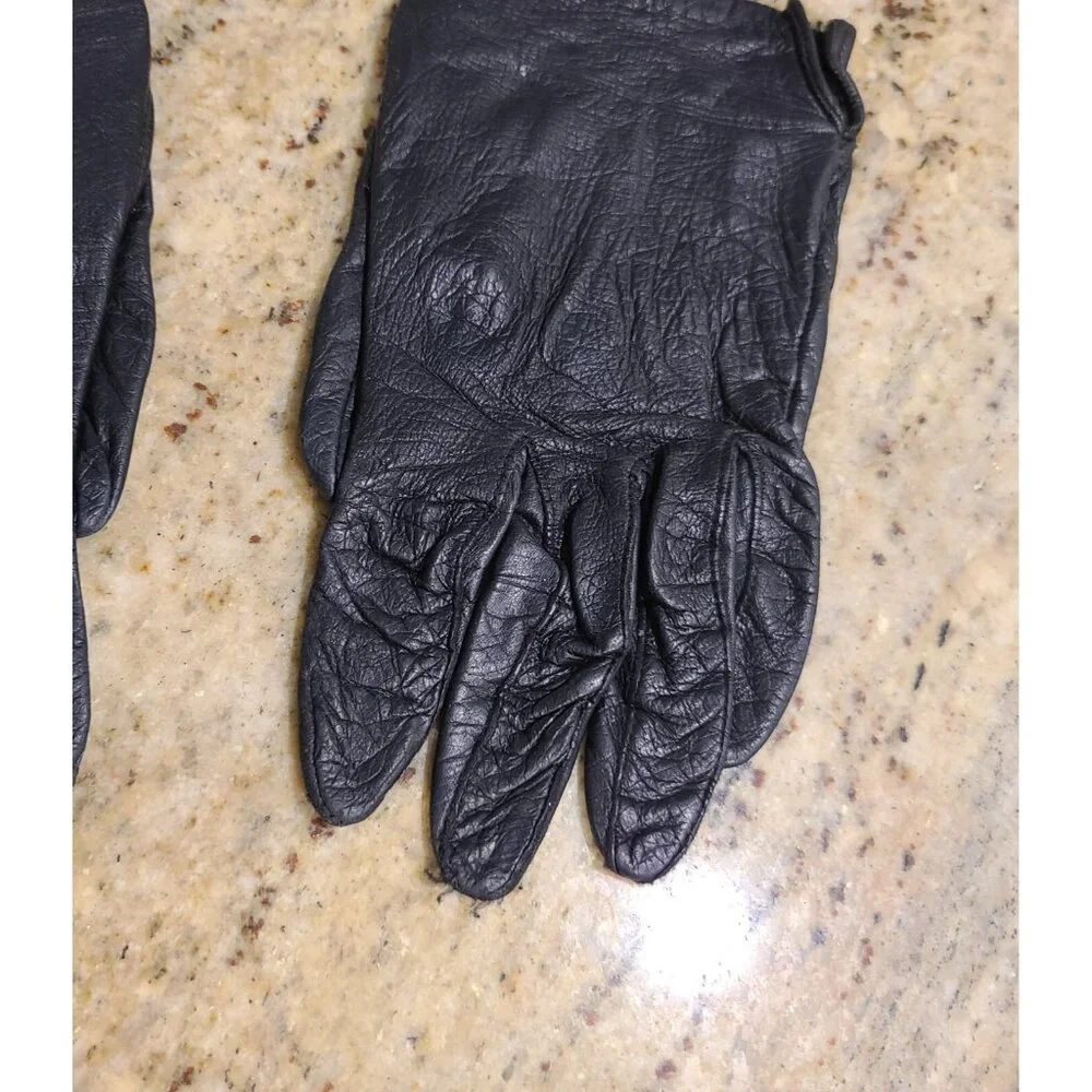 Vintage Womens Size S 6 Black Leather Lined Short 7